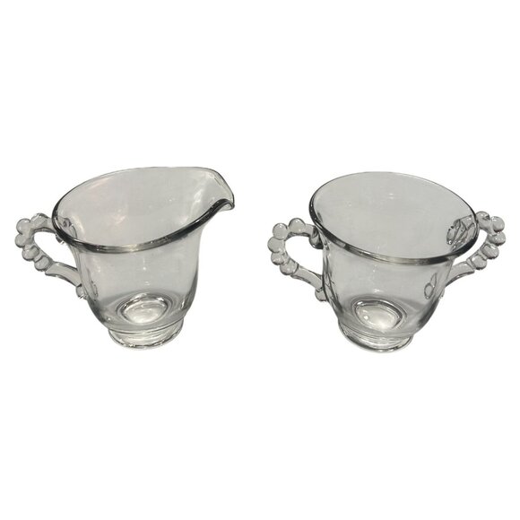 Vintage Imperial Glass Candlewick Cream & Sugar Set 3.5" Tall Clear Glass - Picture 1 of 4